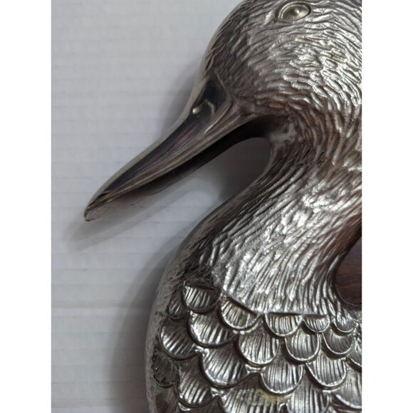 Wood Pewter Cutting baod Made in France hanging 20 x 9 textured metal 4 lbs - Picture 4 of 16